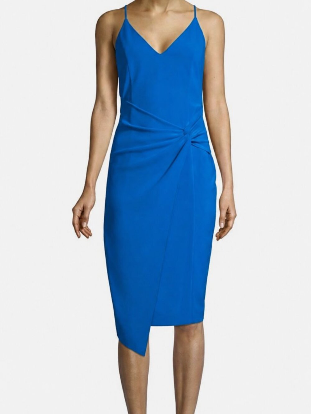 NWT Parker Black Josie Monaco Blue Twist Front Midi Dress Size 6 $338